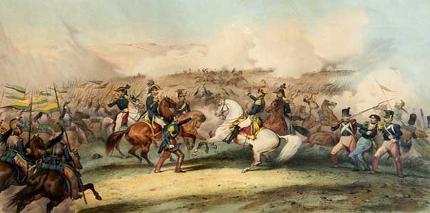 Batalla de Ingavi - Bolivia (18 de noviembre de 1841). | Grabado de mediados del siglo XIX.