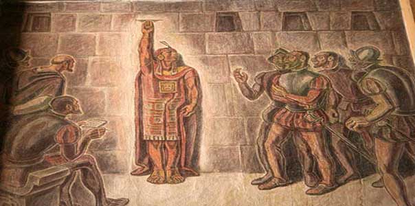 Cuarto del rescate. | Pintura localizada actualmente en el museo arqueológico y etnográfico de Cajamarca.