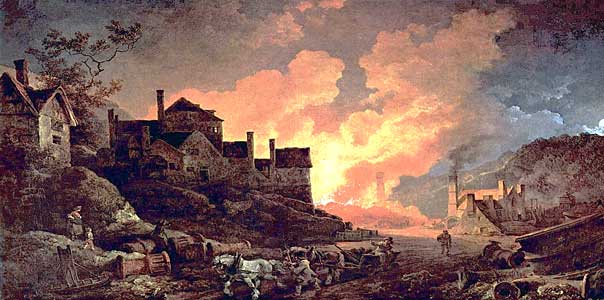 Coalbrookdale (condado de Shropshire, Inglaterra) es considerado una de las cunas de la Revolución Industrial. | Óleo: Philip James de Loutherbourg (1801).