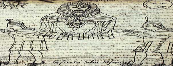 Fiesta de los difuntos donde se practica el orfismo (culto a los muertos). | Ilustraciones del libro Primer nueva corónica y buen gobierno de Felipe Guamán Poma de Ayala (1615). Fiesta de los difuntos donde se practica el orfismo (culto a los muertos). | Ilustraciones del libro Primer nueva corónica y buen gobierno de Felipe Guamán Poma de Ayala (1615).